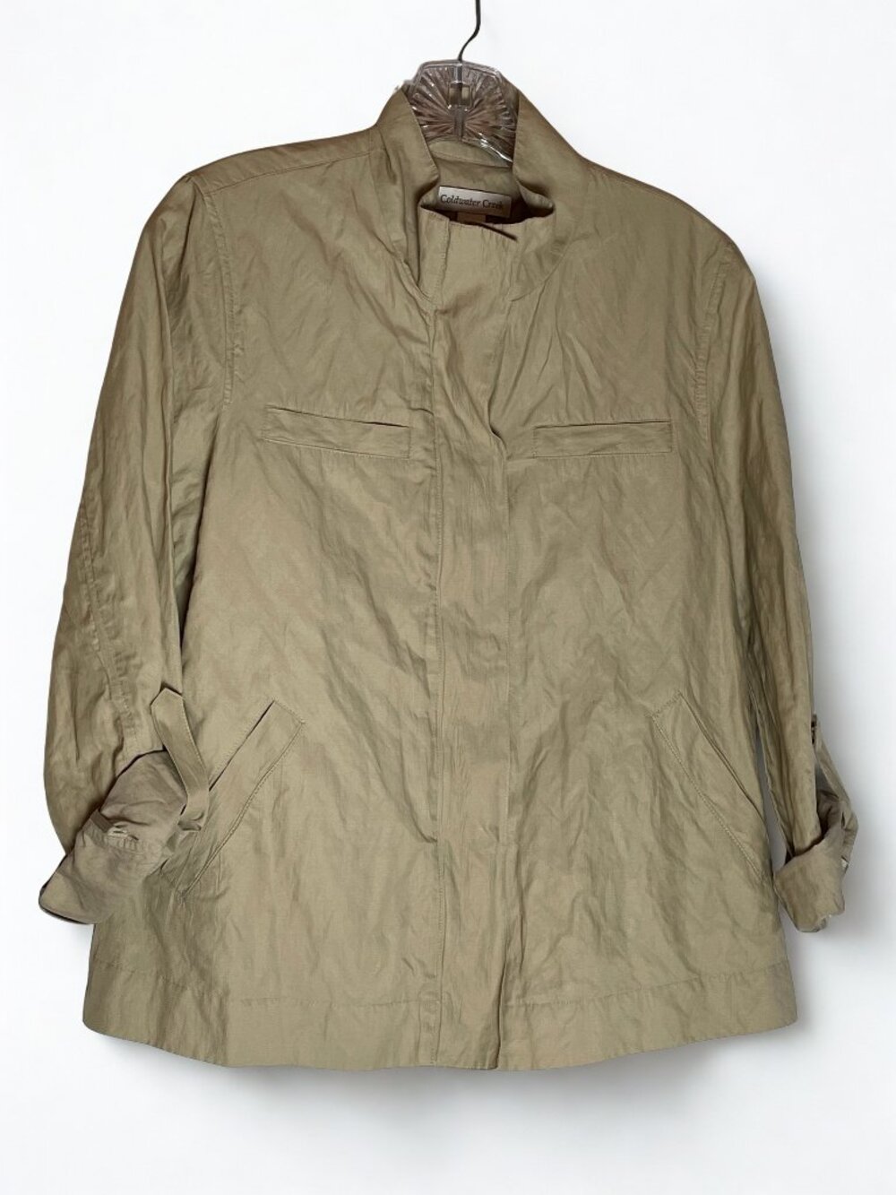 Coldwater Creek Lightweight Crinkle Jacket Tan Size 4-6 like new